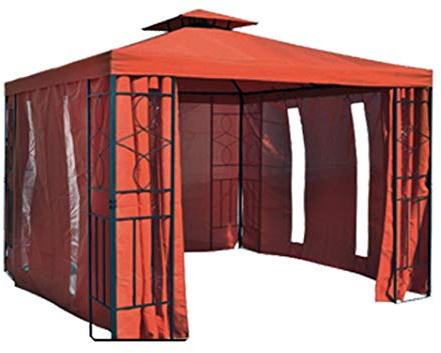 Pavillon Seitenteile Terrakotta mit Fenster & Reißverschluß an JEDER Seite ohne Pavilliongestell