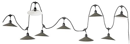 LUMISKY / LUMIJARDIN Ghirlanda luminosa da esterno con paralume in acciaio stile vintage, 10 prese E27 VINTY, 6 m