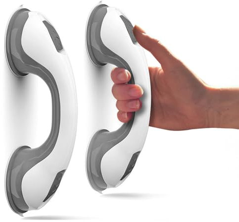 2 X Support Grab Handle - Suitable for Bath & Shower | Use As A Disability Aid, Safety Grip Rail with Suction Cup Fitting | Mobile Bathroom Support for Elderly, Children, No Fixings Needed, Anti Slip
