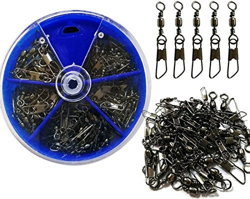 100 Tönnchenwirbel mit Sicherheitsverschluss, mit einer Köderbox, Größe 6#, 8#, 10#, 12#, 14#