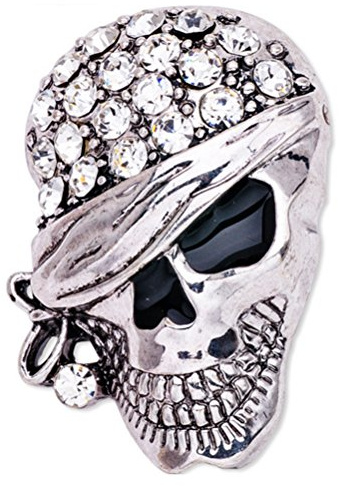 LUOEM Skelett Brosche Pin Schädel Abzeichen Gothic Punk Brosche Geschenk (Silber)