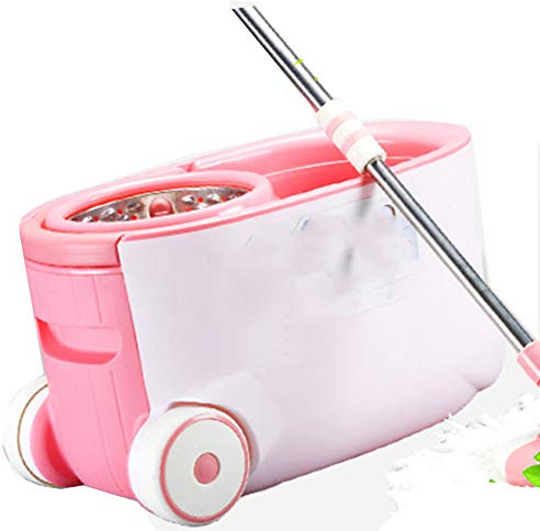 Axdwfd fregona Girando Presión de la Mano Deshidratación automática Mojado y seco Cubo de la fregona, 2 Cabezas de trapeador Cesta de Metal