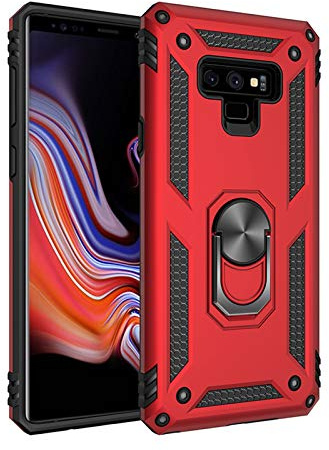 BestST Galaxy Note 9 Hülle für Samsung Galaxy Note 9 Schutzhülle 360 Grad Drehbar Ringhalter mit Magnetischer Handyhalter Auto Handy hülle + Displayschutz - Rot