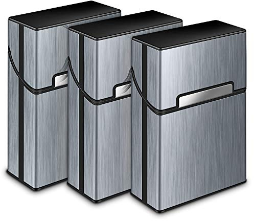 3 Piezas Portátil Caja de Cigarrillo Yosemy Cigarette Case de Aleación de Aluminio Plastico Pitilleras para Hombre Mujer Caja Cigarrillo con Cerradura magnética para 20 Cigarrillos