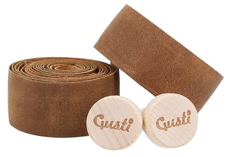 Gusti Leder Lenkerband Adri V. – 2x Griffband selbstklebend 200 cm – Gravelbike- & Rennrad Lenkerband Leder inkl. Korkstopfen für sicheren Halt