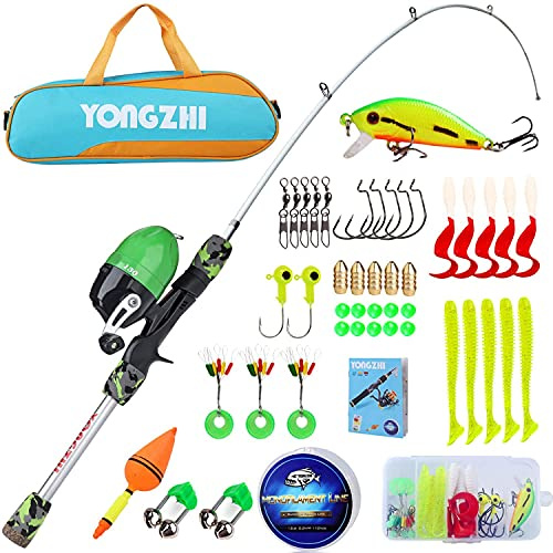 Sougayilang Kids Fishing Rods,Portable Telescopic Fishing Rod and Reel Combo, with Fishing Line Lures Spincast Fishing Tackle Bag for Youth, Girls and Boys Traveling Kid Fishing Pole-G