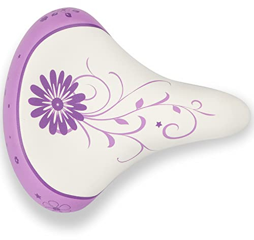 AVASTA Selle de vélo pour enfants filles et garçons, imperméable, large et douce, double amortissement, compatible avec VTT de 12, 14, 16, 18, 20 pouces, violet