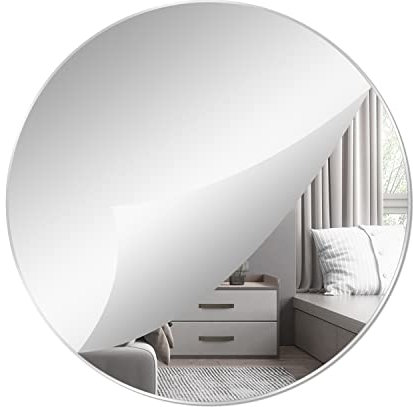 TSKDKIT Round Wall Mirror Self Adhesive Large Non Glass Mirror Large Acrylic Mirror Tiles Mirror Disc 30cm Circle Mirror Sticker Decorative Mirror for Bathroom, Bedroom, Door etc(1pcs)