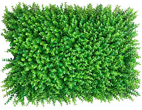 KOLHGNSE 12 Stück Künstliche Pflanzenwand Buchsbaum Matte Wand Hecke Dekor Garten Zaun Panel Gras PE Sichtschutz Kunstpflanzen Graswand 60x40x4cm