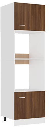vidaXL Microwave Cabinet in Brown Oak - Space Optimising Storage Solution with 4 Shelves and Flexible Door Installation - Scandinavian & Modern Styling