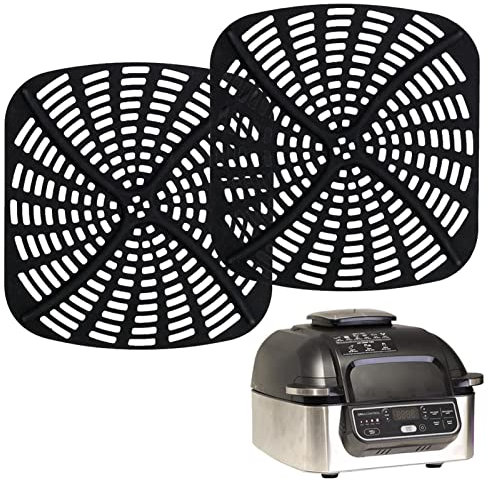 woyufen Silikonmatte für Airfryer,Wiederverwendbare Matten - Antihaft-Luftfritteuse, perforierte Silikoneinsätze, quadratisches Silikon-Backpapier für Ninja Ag301, 2St