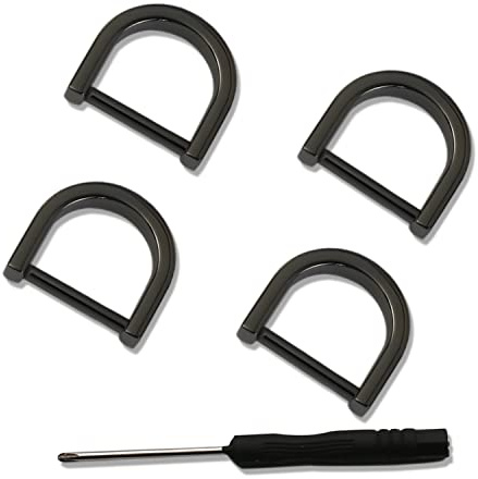 Joyzol Anillo en D de herradura de 0.78 pulgadas (20 mm), 4 anillos en D desmontables, grillete atornillado con 1 destornillador para manualidades, correa de cuero, monedero, suministros de