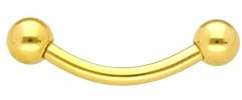 OTHER Piercing Augenbrauen Banane Titan Curved Barbell Piercing Lippenpiercing Augenbrauenpiercing Damen Herren Labret Septum Ring Helix Rook Ohr Schmuck Piercings Gold 1,2x10x2,5 mm