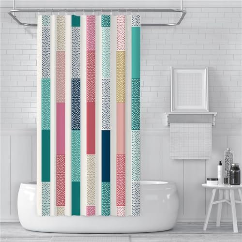 Tenda Doccia 120x170cm Tenda Vasca da Bagno Antimuffa Impermeabile Antibatterica Poliestere Lavabile in Lavatrice 3D Tenda Esterno con 12 Ganci per Famiglia Appartamento Hotel Decor strisce bianche