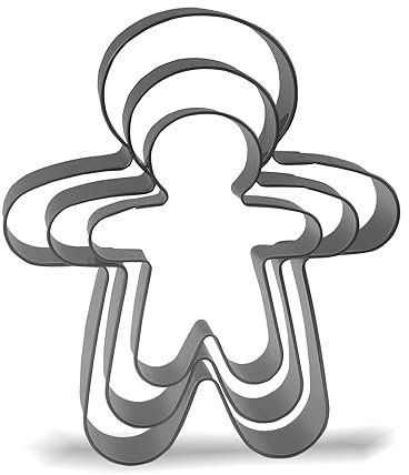 Keewah Set di formine per biscotti a forma di omino di pan di zenzero, 12,7 cm, 10,2 cm, 7,6 cm, 3 pezzi, in acciaio inox
