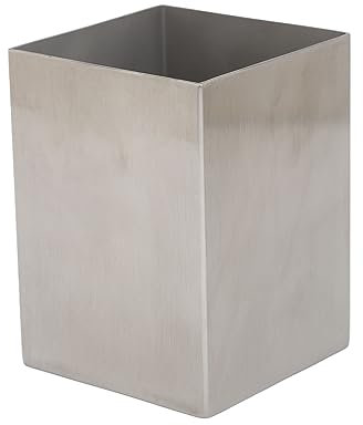 UIYIHIF Bleistiftbecher für Den Schreibtisch, Edelstahl-Bleistifthalter, Robuster, Rechteckiger Make-up-Pinselhalter, Desktop-Schreibwaren-Organizer-Box für Den Schreibtisch Im Home Office,(Silber)
