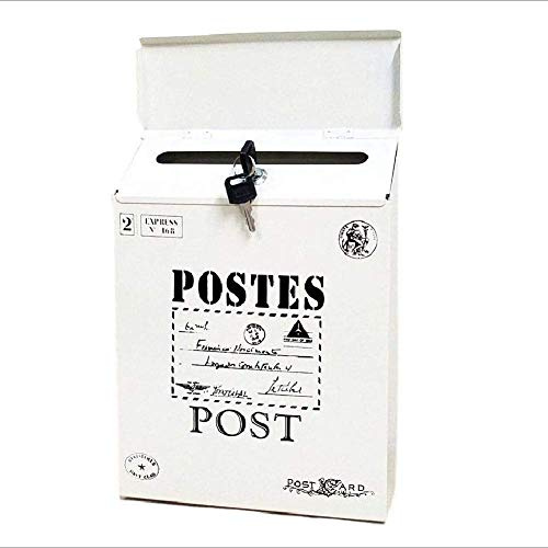 Post Box Wall-Mounted Mailbox Antique American Retro Mail Postcard Box Multipurpose Letterbox Rainproof Multiple Colors to Choose from 6YX83 (Color : D)