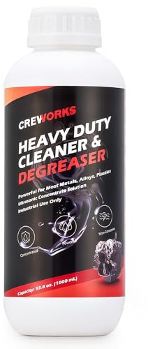 CREWORKS Ultrasonic Cleaner Solution for Carburetors and Engine Parts, 34 fl oz Ultrasonic Cleaning Solution Works with Ultrasonic Machines, Extra Concentrated Cleaning Fluid for Industrial Use