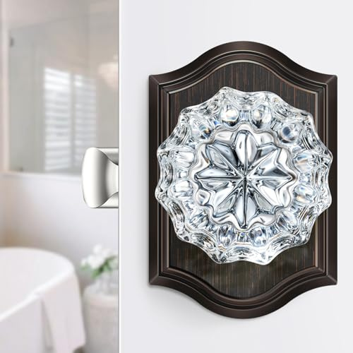 Calzibeno Boutons de porte en verre, bronze huilé, boutons de porte d'intérieur avec serrure pour une utilisation intimité, poignée de porte en verre vintage pour porte intérieure, chambre à coucher,
