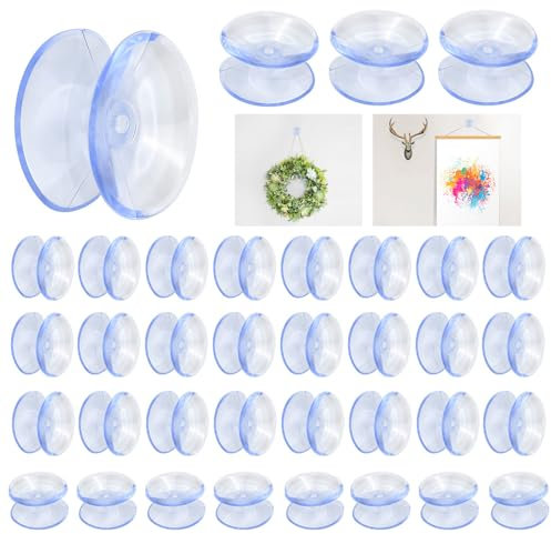 BUENTYA 20 Stück Saugnapf Doppelseitig Double Sided Suction Cup Saugknöpfe Klein Transparent Saugnäpfe für Glasplatte Tischglasplatte Glassaugnapf Kunststoffsauger für Glatte Oberflächen(Dia:20mm)