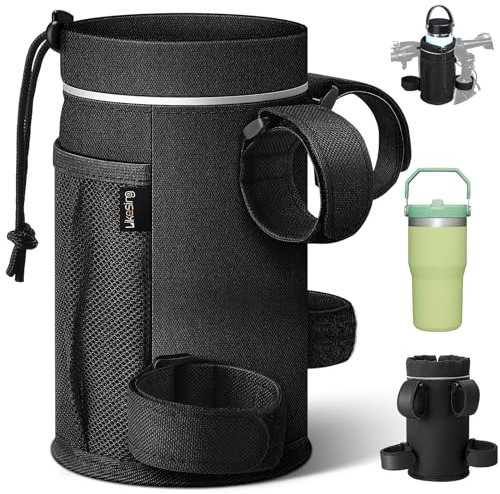 Likesing 24-40oz Portabidon Bicicleta Sin Tornillos Porta Bidones para Bici MTB Portabotellas Bicicleta Soporte Botella Bicicleta con Bolsillo de Malla y Tiras Reflectantes Bicicleta Accesorios