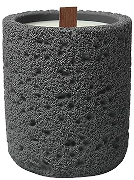 Lot de 2 bougeoirs en ciment créatif nordique pour thérapie à la maison, cire de soja, récipient droit pour bougies, décoration - gris foncé - parfum avancé
