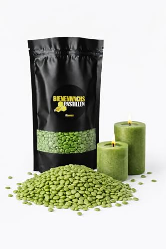 Ubswax Bienenwachs Pastillen Farbig – Für Kerzen DIY & Basteln – Wachspellets zum Schmelzen – Einfache Anwendung | (Grün, 150g)