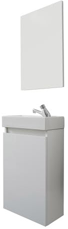 trendteam smart living - Champ - Juego de Muebles de baño Compacto (WBU + Lavabo + Espejo) - Blanco - 40 x 60 x 21/39 x 60 x 2 cm - Resistente a los arañazos