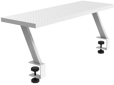 MARS GAMING MGDS, Ergonomic Monitor Stand Riser, 60X20CM Carbon Fiber Table Top, Steel Frame, White