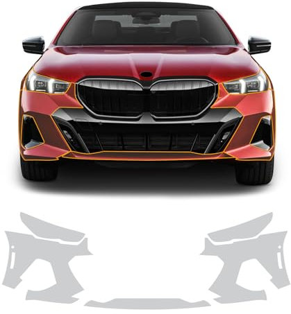 FDAIUN Compatible con BMW Serie 5 G60 M Sport 2024 8,5 mil TPU PPF precortado, lámina de barniz autoadhesiva, accesorios decorativos transparentes (barra frontal + faros, 5 unidades)