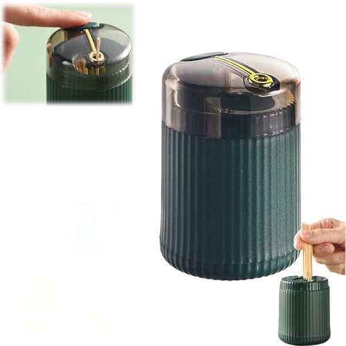 Dispensador automático de palillos de dientes emergente, dispensador de palillos de dientes premium, dispensador de palillos de dientes emergente, dispensador automático de palillos (Grün,1PC)