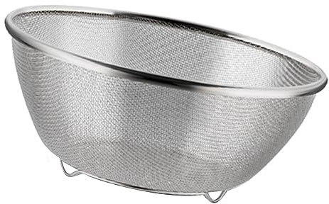 Colador de Cocina Multifuncional, Tazón de Arroz de Acero Inoxidable, Servidor de Alimentos con Pie para Frutas y Verduras, Adecuado 28cm (28CM)