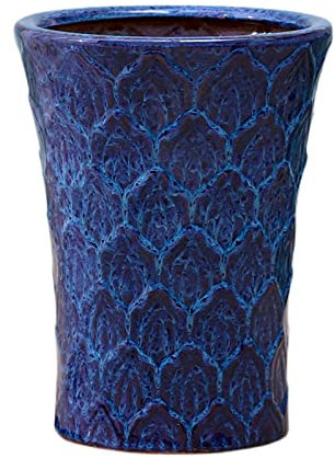 Pot pour Plantes D'intérieur Pot de fleurs rond haut en céramique moderne avec trou de drainage - Pot de fleurs rond for plantes de serpent d'herbes aromatiques d'intérieur et d'extérieur, bleu Pots d