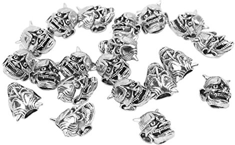 20-teiliges antikes Bartperlen-Set, Halloween-Totenkopf-Zopf-Dreadlock-Schmuckzubehör, Bartperlen für Männer, Zöpfe, Locs-Schmuck