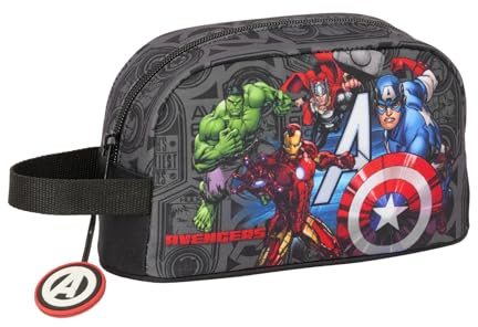 Safta Avengers Vendetta - Porta Colazione Termica, Termo, Portatodo, Qualità e Massima Resistenza, Porta Cibo, Recreo, 21.5x6.5x12 cm, Nero, M, Casual