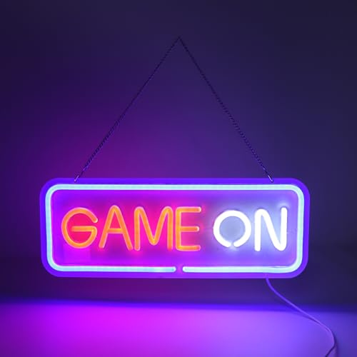 Gaming-Neonschild, USB-betriebenes „Game On“-Neon-LED-Schild mit Dimmbarer Farbe, Gaming-Neonlichtschild für die Wanddekoration Im Teenager-Schlafzimmer