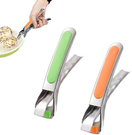 Qinuseaks 2 Pack Anti-Scald Tongs Sturdy Hot Dish Gripper Stainless Steel Kitchen Silicone Tongs for Air Fryer