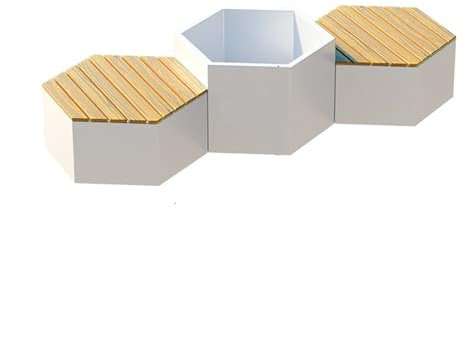 WANGHAI-666 Flowerbox with Bench 1 Flower Box and 2 Seating Benches Set for Outdoor Garden Square Outdoor Flowerbox with Bench Bench with Planter(White,L150*D75*H55cm)