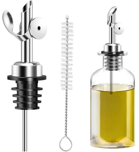 Lunhoo Liquor Pour Spout, Stainless Steel Bottle Pourers, Automatic Olive Oil Dispenser Spout for Pours Liquid, Olive Oil, Wine, Vinegar (Silver)