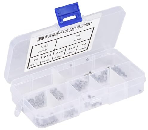 140 Stück Sechskantmuttern Set, M1/M1,2/M1,4/M1,6/M2/M2,5/M3 Muttern, Muttern Set M1, M1 Edelstahl Mutter & Mutter M2 aus Edelstahl 304 für Industrie & Werkstatt