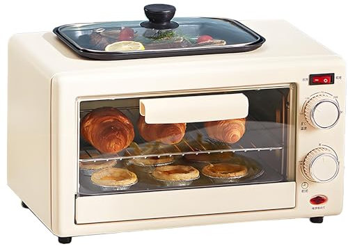 18l Mini Oven, 2-in-1 Electric Countertop Cooker With Lid & Hob, 360° Even Baking, Adjustable Temperature & Timer, Auto Shut Off, Smart Cooking Machine For Frying Grilling And Baking