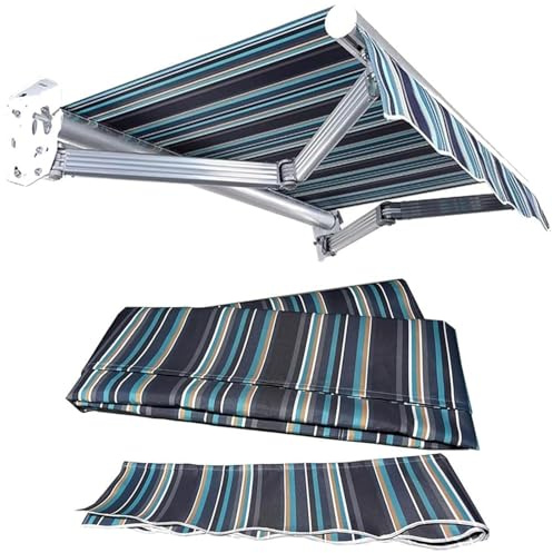Replacement Cloth For Retractable Awning, 8ft 10ft 12ft 16ft 20ft Outdoor Awning Fabric Replacement Top Cover, Patio Yard Deck Sunshade Canopy Waterproof Anti-UV Canvas(Blue,3.5x3m/12x10ft)