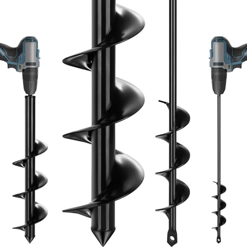 Gbekery Auger Drill Bit for Planting 2 Pack,1.6x16 inch&3.5x16 inch,Auger Drill Bit Suitable for 3/8'' Hex Drill Driver,Garden Spiral Hole and Planter for Bulbs,Fence Posts,and Umbrella Holes