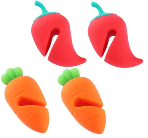 POPETPOP Pot Lid Lifters Red Lid and Carrot Chili 4pcs Silicone Shaped Sid Kitchen Gadget to Prevent Overflow Protect Items