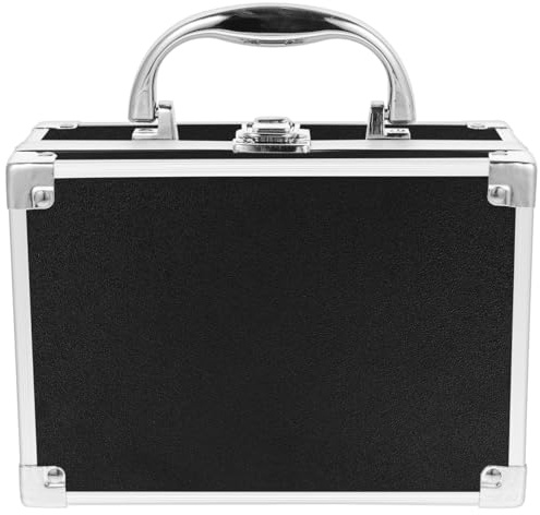 VICASKY Caja Aluminio de Almacenamiento Diseño Asas para Negro de Portátil Maletín Organizador de Aleación Maquillaje de Cosméticos y Herramientas