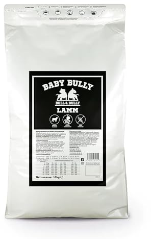 BULL & BULLY – Baby Bully Lamm 10kg Hundefutter Trocken Getreidefrei – Trockenfutter & Hundeleckerli mit kleinen Kroketten für Welpen & Junghunde – Dog Food & Leckerlis für Hunde mit viel Protein