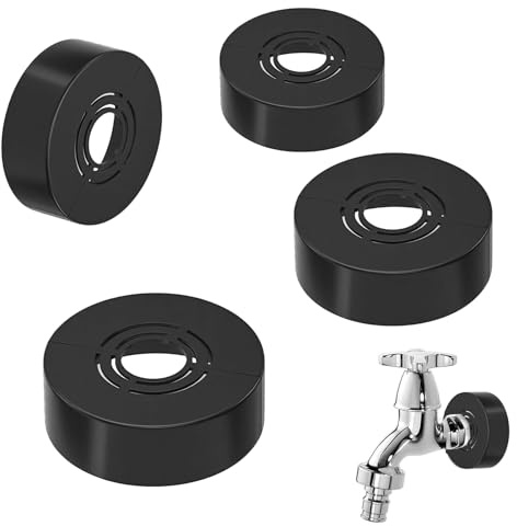 Raheem 4 Pieces Rosettes for Shower Fittings, Shower Rosette Cover, Removable Fittings Cover, 3 Sizes in 1 Diameter 20.5 mm / 25.5 mm / 32.5 mm for Taps, Heating Pipes (Black, 60 x 20 mm)