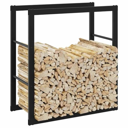 YUTAASU Porta Legna da Interno in Acciaio Verniciato Nero 55x30x61 cm per Stoccaggio Tronchi, Rack Legna da Ardere con Ampio Spazio e Design Flessibile Orizzontale o Verticale,