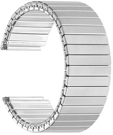 NASUNJIA 18mm 20mm 22mm rostfritt stål elastiskt stretcharmband kompatibelt med Galaxy Smart Watch-armband metallarmband(Silver,22MM_XS)