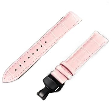 DSHDFJ 18mm 20mm 22mm 24mm Bambumönsterarmband Fjärilsspänne Business Casual Klockarmband Klocktillbehör Grönt(Pink-black,18mm)